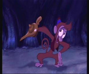 Abu find an old lamp in the depths of the Cave of Wonders puzzle