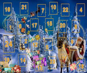 Advent calendar, a countdown from December 1 until Christmas Eve, 24 December. Tradition of German origin puzzle