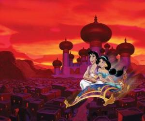 Aladdin and Princess Jasmine on the flying carpet puzzle