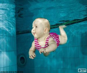 Baby swimming underwater puzzle