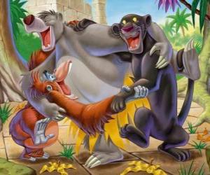 Bagheera the panther. Balooo Bear and King Louie puzzle