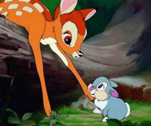 Bambi and Thumper playing in the woods puzzle
