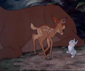 Bambi standing up for the first time with his friend Tambor puzzle