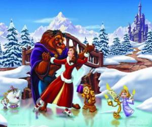 Beauty and the Beast ice skated on a lake puzzle