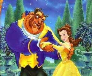 Beauty and the Beast in love dancing puzzle
