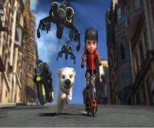 Bolt and Penny fleeing from the bad ones puzzle