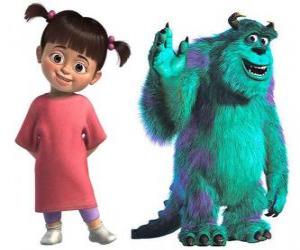 Boo and Sulley, a human girl and a big monster, great friends puzzle