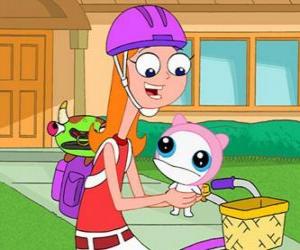 Candace on her bicycle and the alien police Meap puzzle