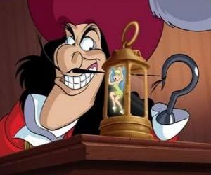 Captain Hook contemplating his prisoner, the fairy Tinkerbell puzzle