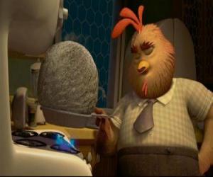 Chicken Little's father, Buck Cluck, in the kitchen puzzle