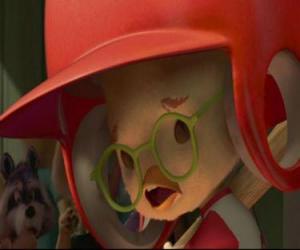 Chicken Little thinking very hard hit ball in baseball game at the school puzzle