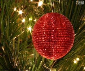 Christmas ball or christmas bauble decorated  puzzle