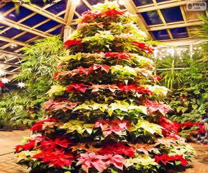 Christmas tree made from poinsettias puzzle