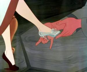 Cinderella trying on the crystal shoe lost in the palace when living running just before midnight puzzle
