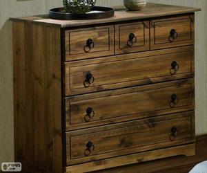Commode with legs, chest of large drawers puzzle