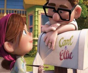 Ellie painting the mailbox at his home under the watchful gaze of a young Carl Fredricksen puzzle