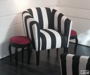 Fauteuil, couch or armchair, a seat with back and arms puzzle