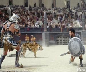 Fight between two gladiators in the amphitheater puzzle