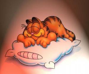 Garfield sleeping on a pillow puzzle