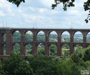 Göltzschtalbrücke or Göltzschtal Bridge is the largest brick bridge in the world. Railway bridge between Saxony and Bavaria, Germany puzzle