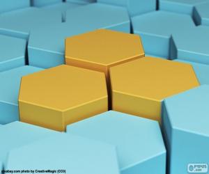 Hexagon, polygon with six edges puzzle