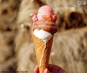 Ice cream cone, biscuit cone with a scoop of ice cream puzzle