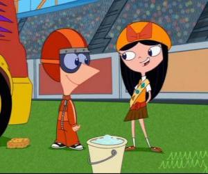 Isabella Garcia-Shapiro giving Phineas minds before the race puzzle