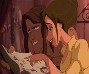 Jane teachs to read to Tarzán puzzle