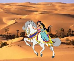 Jasmine and Aladdin riding a beautiful horse puzzle