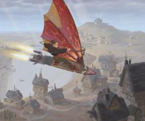 Jim Hawkins on his solar surfer exploring the Treasure Planet puzzle