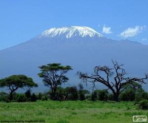 Kilimanjaro, the highest mountain in Africa is a volcano located in the Kilimanjaro National Park in Tanzania puzzle