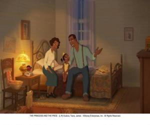 Little Tiana Eudora with his mother and his father James puzzle