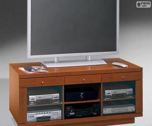 Low furniture with drawers or chest of drawers for the television puzzle