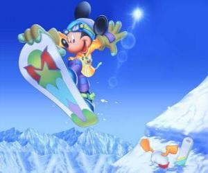Mickey Mouse snowboarding puzzle