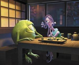 Mike at the restaurant with his girlfriend Celia Mae is the company's receptionist puzzle