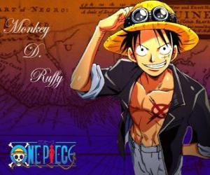 Monkey D. Ruffy, pirate captain skilled in the melee fighting puzzle