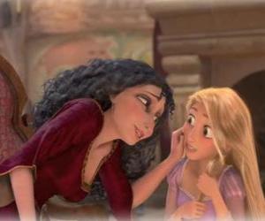 Mother Gothel is that locks Rapunzel in the tower, to protect her magical hair  puzzle