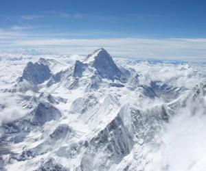 Mount Everest is the tallest mountain on Earth, with 8.850m. It is located in the Himalayas in Asia, and marks the border between Nepal and China. puzzle