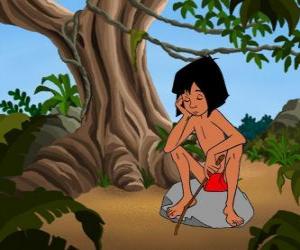 Mowgli sat on a rock thinking puzzle