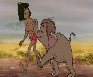 Mowgli with a small elephant puzzle