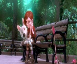 Penny on the phone with his father under the watchful eye of Bolt puzzle