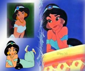 Princess Jasmine thinking of her lover Prince Aladdin puzzle