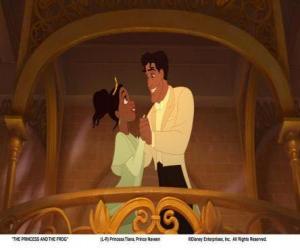 Princess Tiana and Prince Naveen and humans after a kiss puzzle