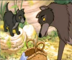 Raksha, the wolf , finds in the forest a baby lost, Mowgli puzzle