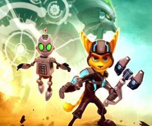 Ratchet and Clank robot, main protagonists of the adventures of the video games Ratchet & Clank  puzzle
