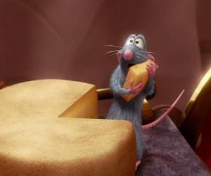 Rémy stealing a piece of cheese puzzle