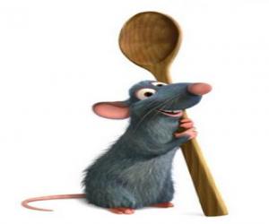 Remy the rat cook who aspires to be a chef with a kitchen spoon puzzle