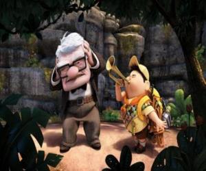 Russell playing trumpet alongside Carl puzzle