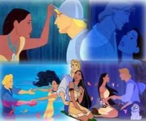 Several pictures of Pocahontas to John Smith puzzle