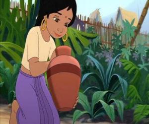 Shanti in the river collecting water puzzle